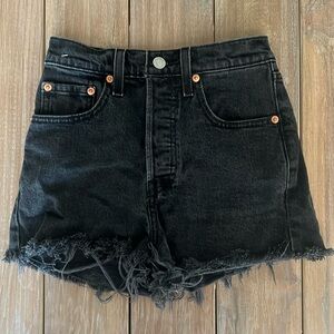 Levi high waisted black denim shorts